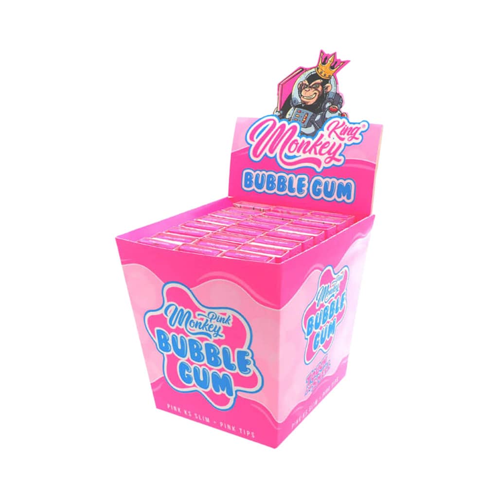 Monkey King King Size Slim Rolling Papers with Filter Tips Bubblegum Smellpack (24pcs Wholesale Display)