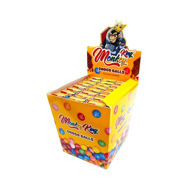 Monkey King King Size Slim Rolling Papers with Filter Tips Choco Balls Smellpack (24pcs Wholesale Display) - Unbleached Paper