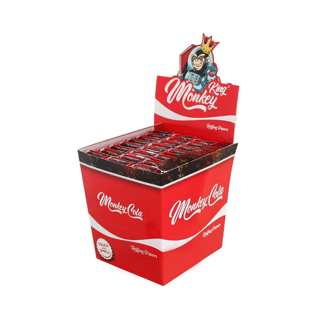 Monkey King King Size Slim Rolling Papers with Filter Tips Cola Smellpack (24pcs Wholesale Display) - Unbleached Paper