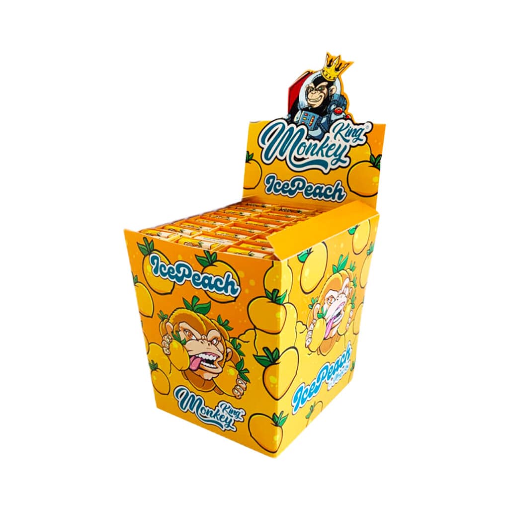 Monkey King King Size Slim Rolling Papers with Filter Tips Ice Peach Smellpack (24pcs Wholesale Display)