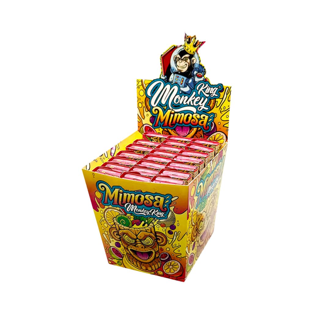 Monkey King King Size Slim Rolling Papers with Filter Tips Mimosa Smellpack (24pcs Wholesale Display) - Unbleached Paper