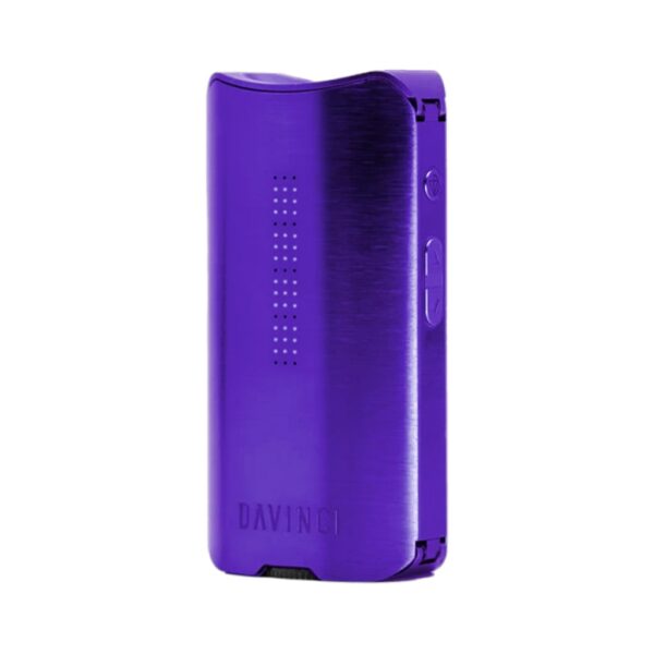DaVinci IQ3 dry herb and extract vaporizer in amethyst purple standing upright on a white background.