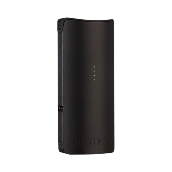 DaVinci Migro-C compact dry herb vaporizer in matte black standing upright on a white background.