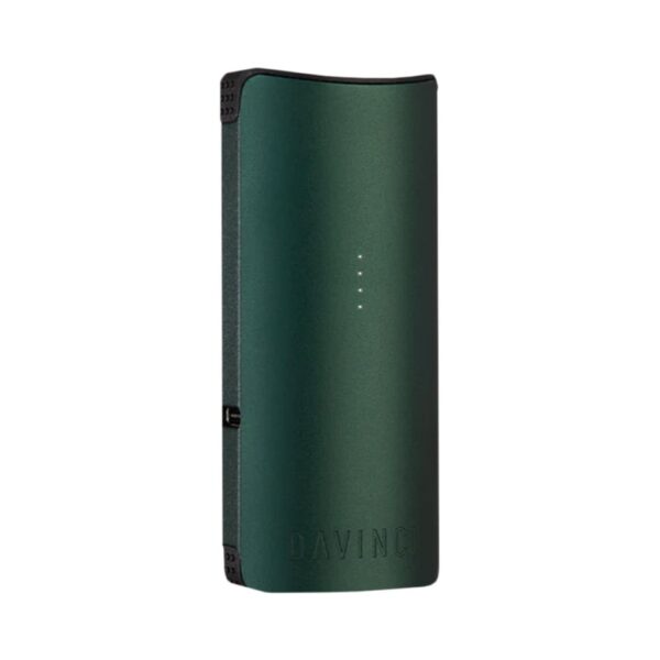 DaVinci Migro-C compact dry herb vaporizer in dark green standing upright on a white background.