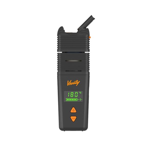 Storz & Bickel Venty portable dry herb vaporizer in black with digital temperature display.