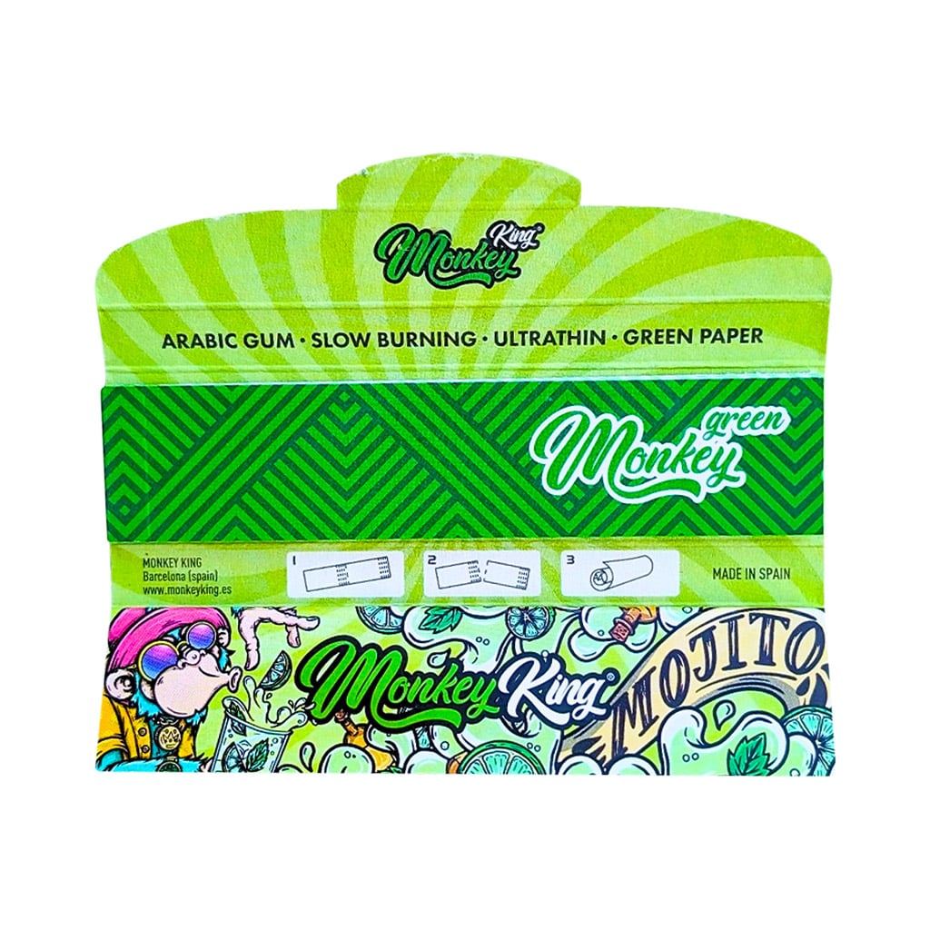 Monkey King King Size Silm Rolling Papers with Filter Tips Mojito Smellpack (24pcs Wholesale Display) - Image 2