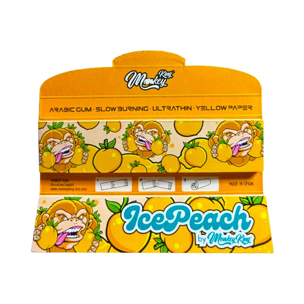 Monkey King King Size Slim Rolling Papers with Filter Tips Ice Peach Smellpack (24pcs Wholesale Display) - Image 2