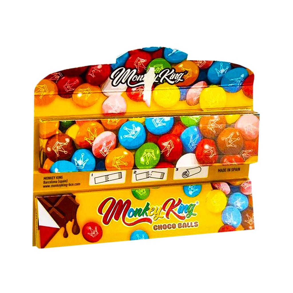 Monkey King King Size Slim Rolling Papers with Filter Tips Choco Balls Smellpack (24pcs Wholesale Display) - Unbleached Paper - Image 2