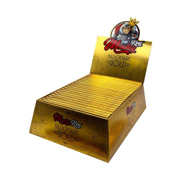Monkey King King Size Ultrathin Rolling Papers Billionaire Gold (24pcs Wholesale Display) - Unbleached Paper