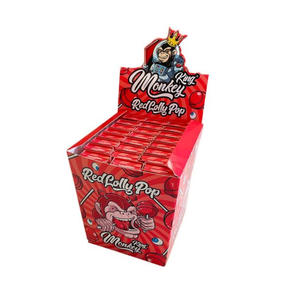 Monkey King King Size Slim Rolling Papers with Filter Tips Red Lolly Pop (24pcs Wholesale Display)
