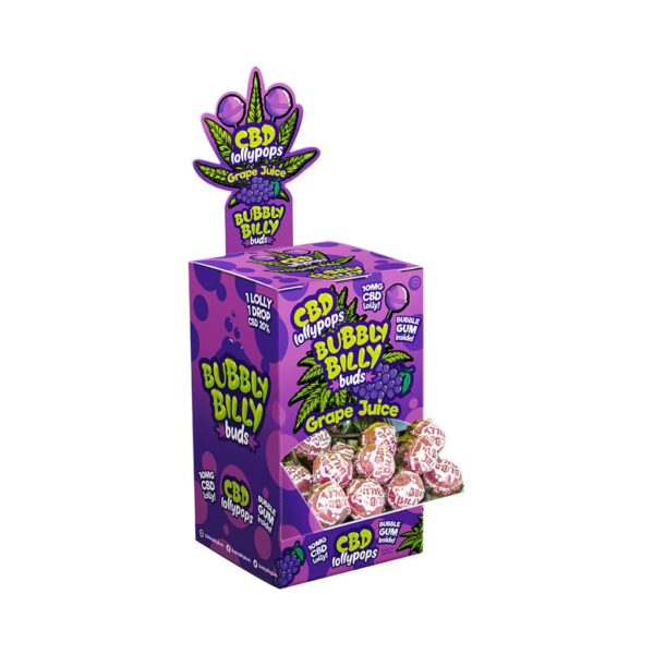 Bubbly Billy Buds 10mg CBD Lollipops - Grape Juice Display