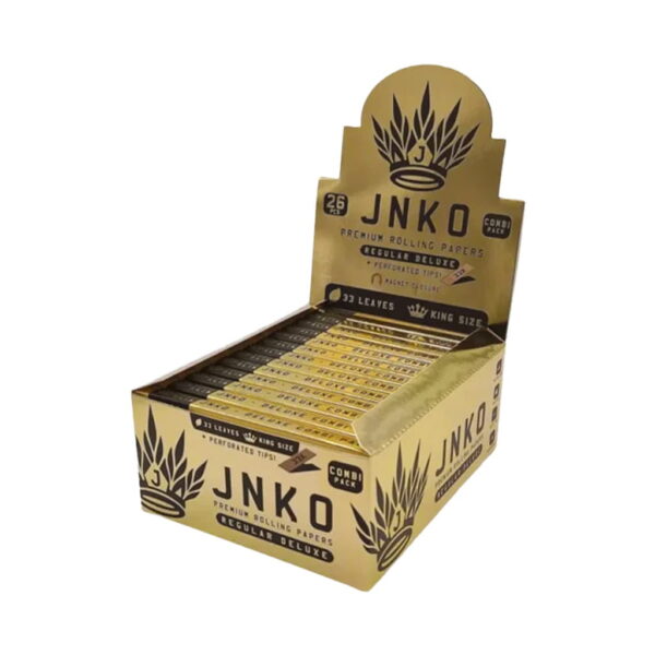 JNKO regular deluxe king size rolling papers with tips wholesale display box on white background