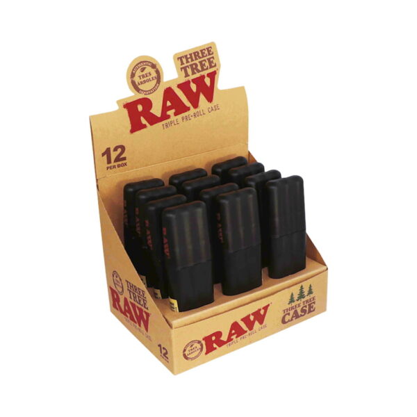 RAW Three Tree triple pre-roll case wholesale display box on white background
