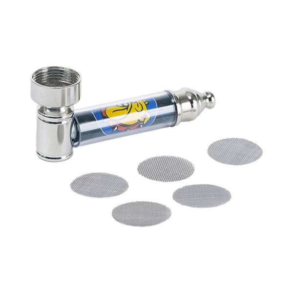 The Bulldog metal smoking pipe with removable bowl and mesh screens on white background