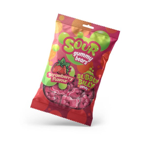 Bubbly Billy Candy Sour Gummy Bears - Strawberry