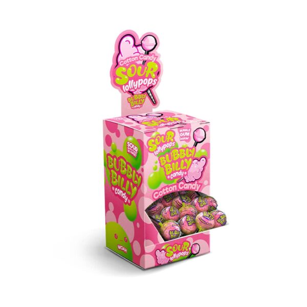Bubbly Billy Candy Sour Lollipops - Cotton Candy Display