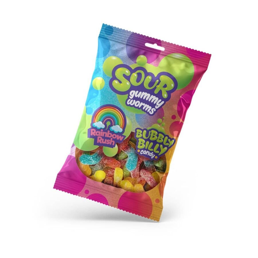 Bubbly Billy Candy Sour Worms Rainbow Rush | Sour Candy
