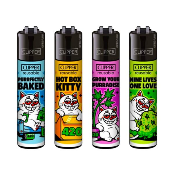 Clipper Premium Smoking Lighters - 420 Catz - Wholesale Display
