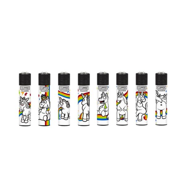 Clipper Premium Smoking Lighters - Best of Unicorn - Wholesale Display