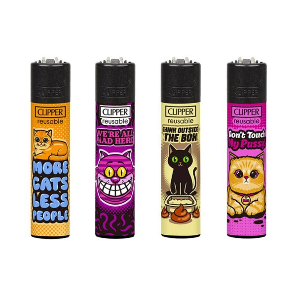 Clipper Premium Smoking Lighters - Catz #4 - Wholesale Display