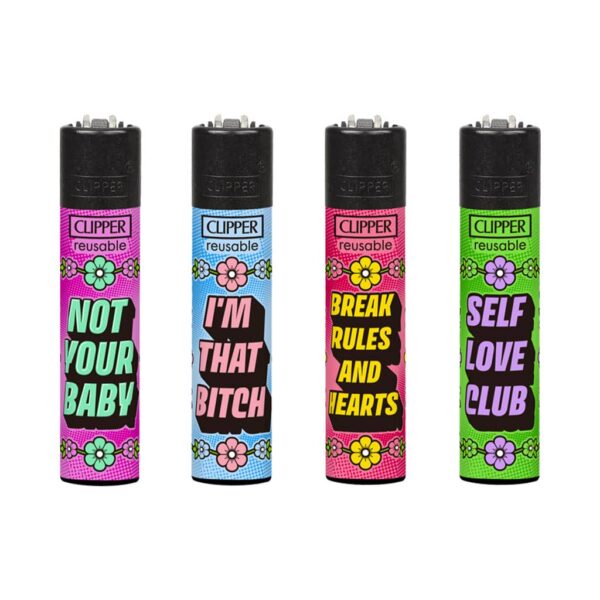 Clipper Premium Smoking Lighters - Girly Slogan #3 - Wholesale Display