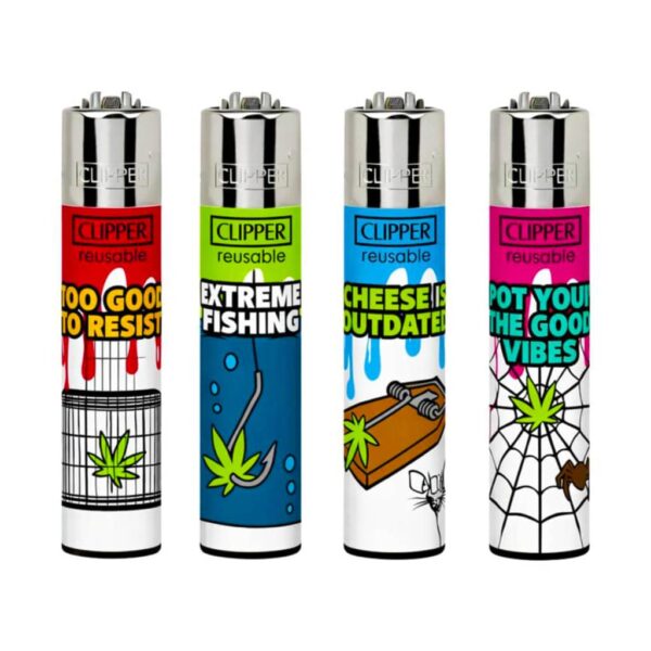 Clipper Premium Smoking Lighters - Green Bait - Wholesale Display