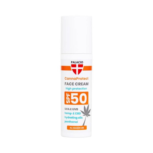 Palacio CannaProtect CBD Face Cream SPF 50 - Hemp Oil Sun Protection, 50ml
