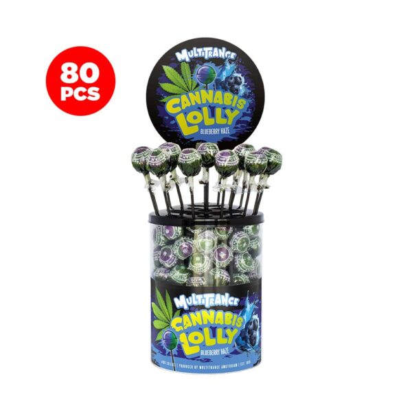 Multitrance Cannabis Lollipops – Blueberry Haze Display 80 pcs