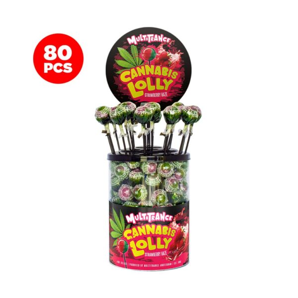 Multitrance Cannabis Lollipops – Strawberry Haze Display 80 pcs