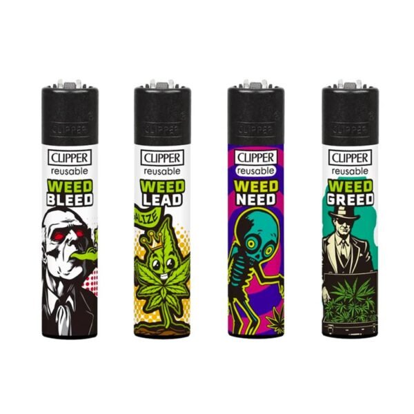 Clipper Premium Smoking Lighters - Green Rhymes - Wholesale Display