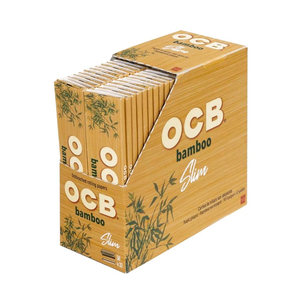 OCB Bamboo Unbleached Slim Rolling Paper - Wholesale Display 50 pcs