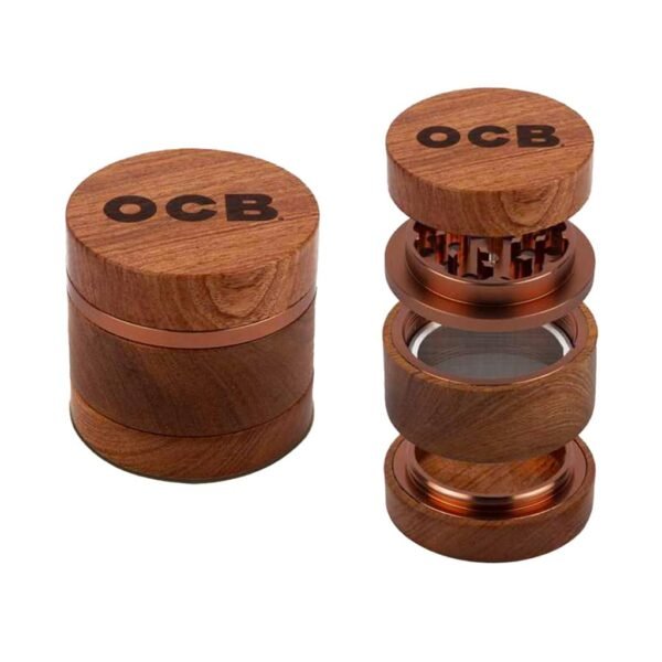 OCB - Wooden Grinder 4 Parts - 60mm - Brown - Wholesale Display 6 pcs