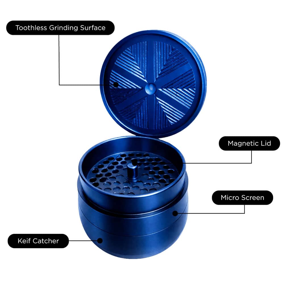 V Syndicate Gridlock Toothless Grinder 4 Parts - 72mm - Blue - Image 2