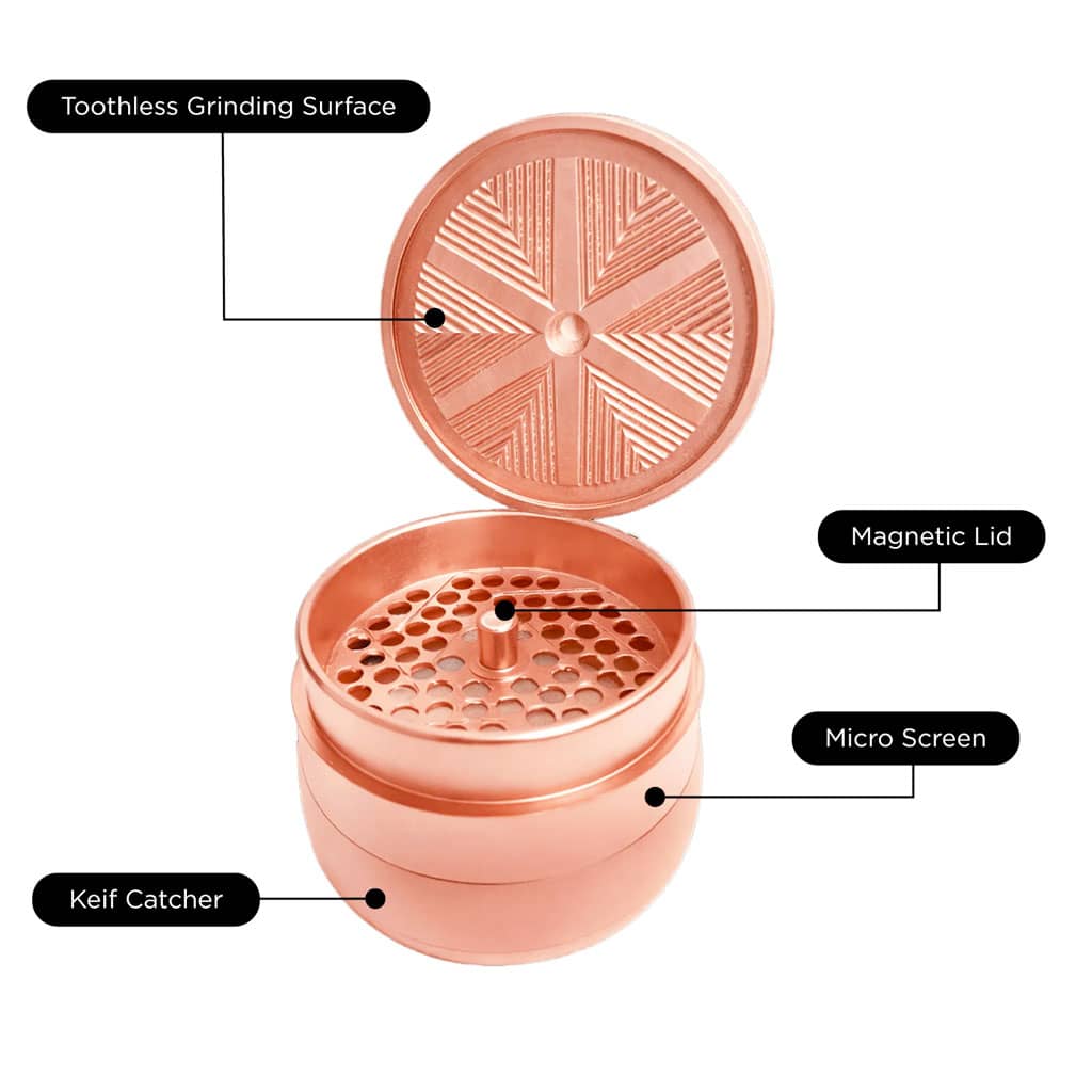 V Syndicate Gridlock Toothless Grinder 4 Parts - 72mm - Rose Gold - Image 2
