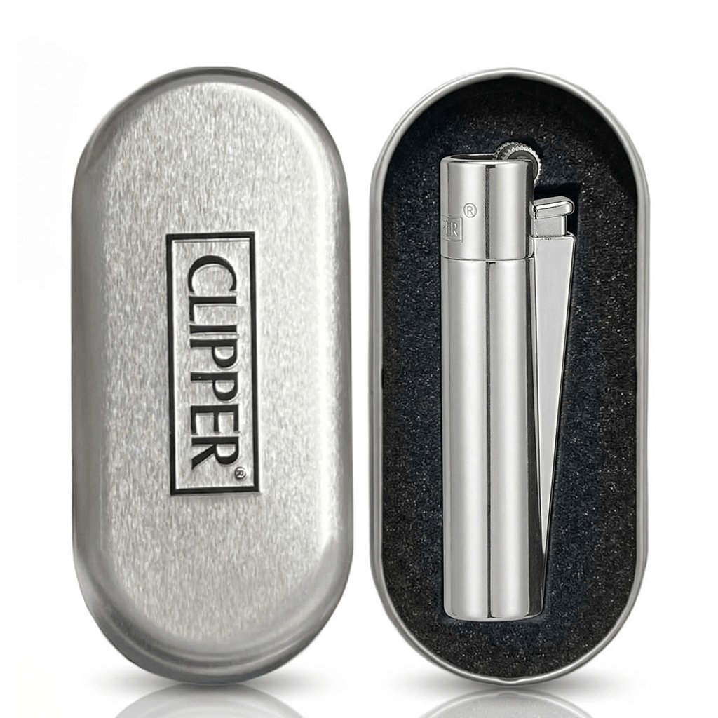 Clipper Metal Jet Flame Lighter with Metal Case - Silver - Image 2