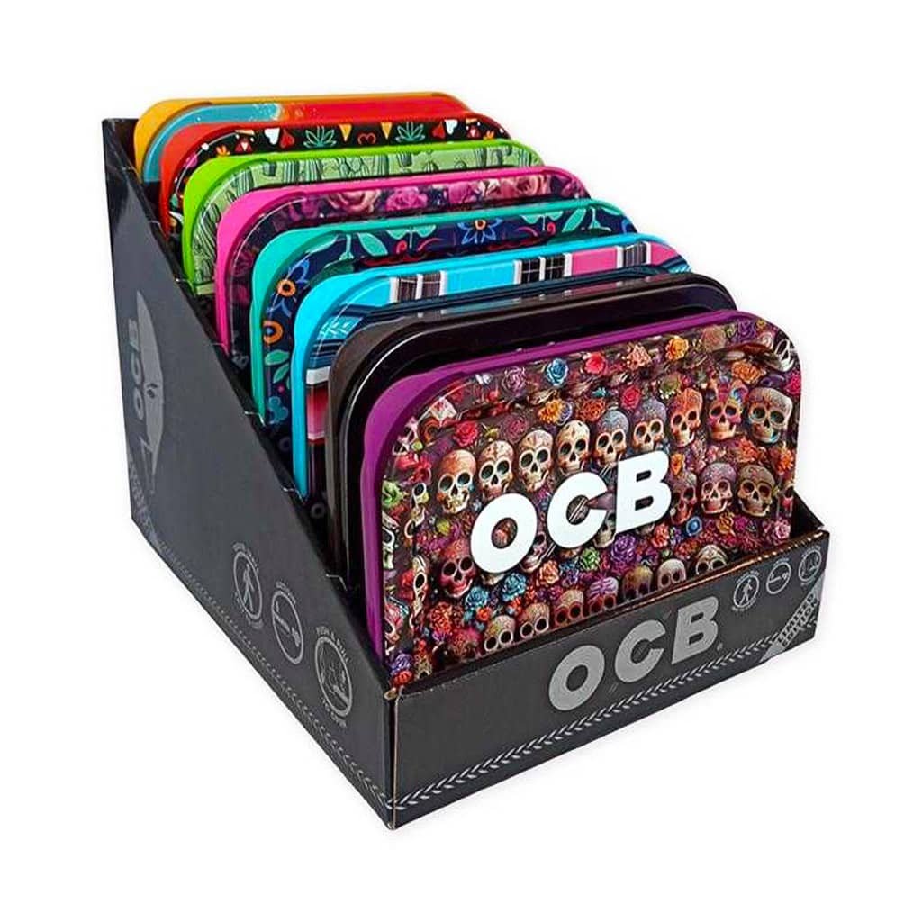 OCB Mini Rolling trays with lids - Mix designs - 18x14 - Wholesale Display 8 pcs - Image 2