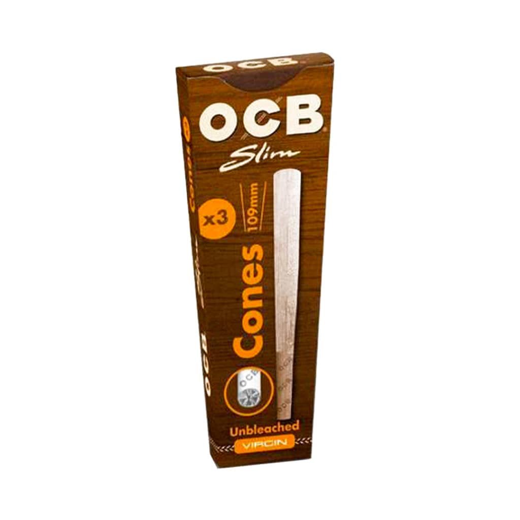 OCB Virgin 3pcs Ultra-Thin Slim Unbleached Cones 109mm - Wholesale Display 20 pcs - Image 2