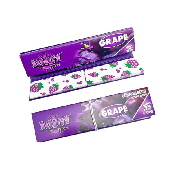 Juicy Jay's Connoisseur King Size Slim Rolling Paper + Tips - Grape