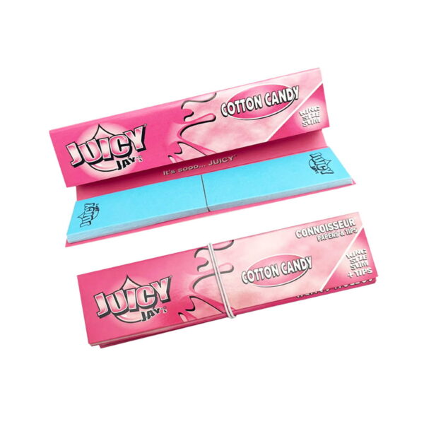 Juicy Jay's Connoisseur King Size Slim Rolling Paper + Tips - Cotton Candy