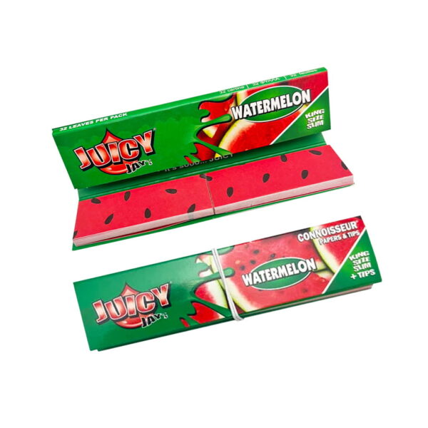 Juicy Jay's Connoisseur King Size Slim Rolling Paper + Tips - Watermelon