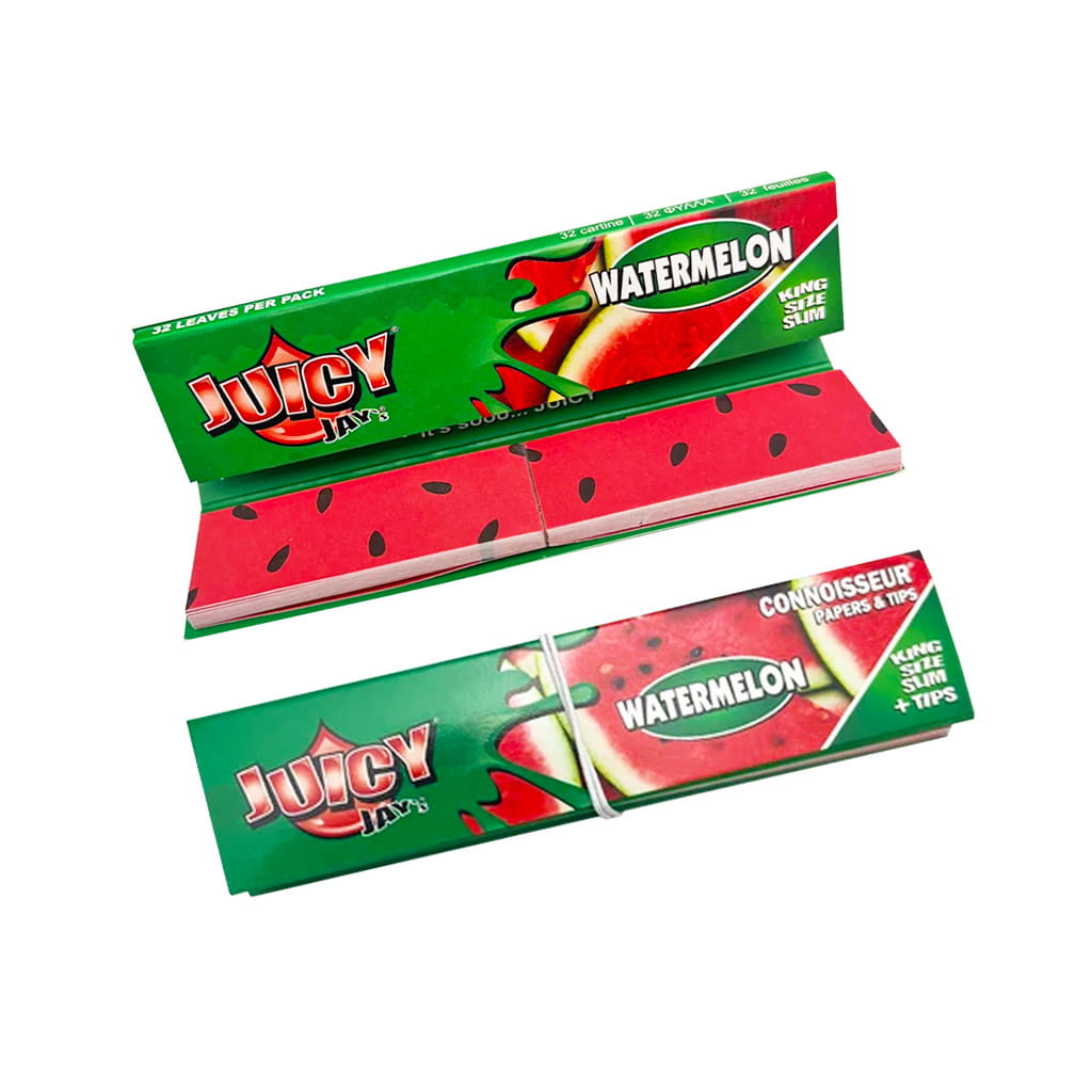 Juicy Jay's Connoisseur King Size Slim Rolling Paper + Tips - Watermelon