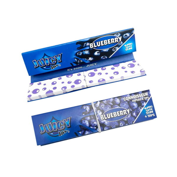 Juicy Jay's Connoisseur King Size Slim Rolling Paper + Tips - Blueberry