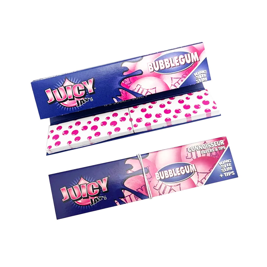 Juicy Jay's Connoisseur King Size Slim Rolling Paper + Tips - Bubblegum
