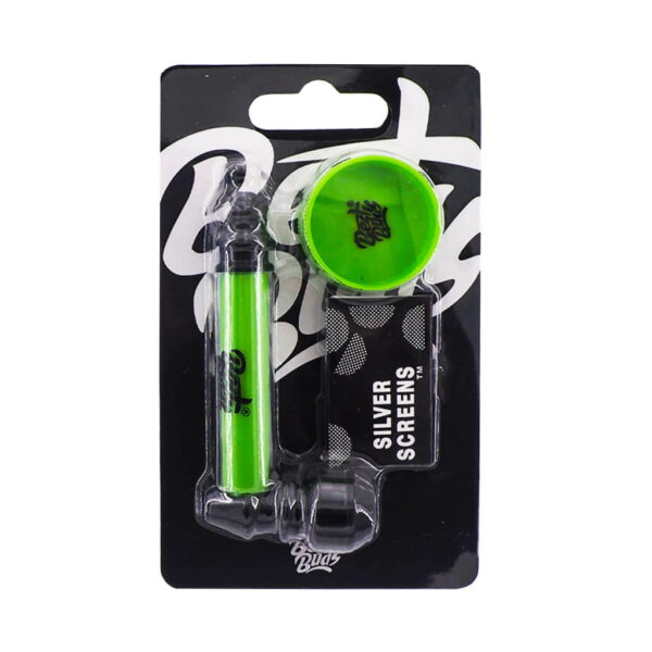 Best Buds Metal Pipe with Mini Grinder and Screens - Mix Colors - Design C