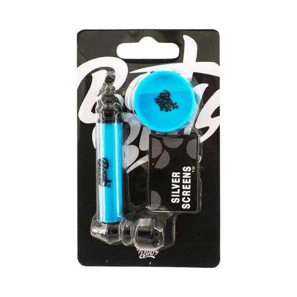 Best Buds Metal Pipe with Mini Grinder and Screens - Mix Colors - Design D