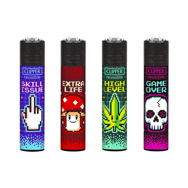 Clipper Premium Smoking Lighters - Pixel Glitch - Set of 4