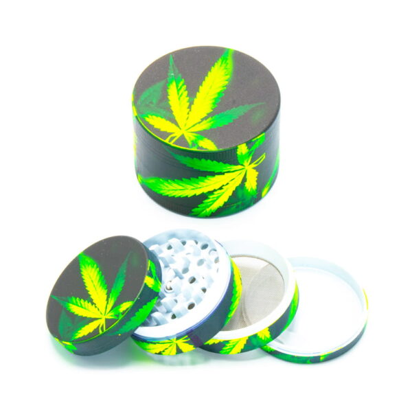 Glow in the Dark Metal Grinder - Green Leaf 1 - Design A