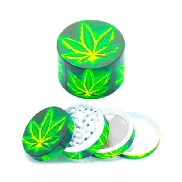 Glow in the Dark Metal Grinder - Green Leaf 1 - Design C