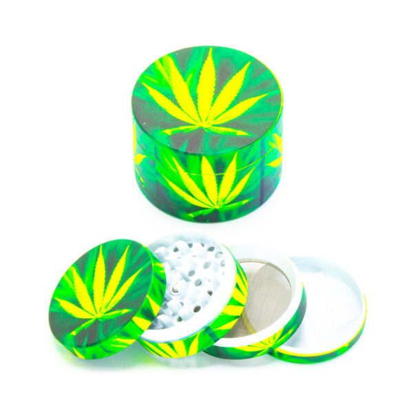 Glow in the Dark Metal Grinder - Green Leaf 1 - Design D