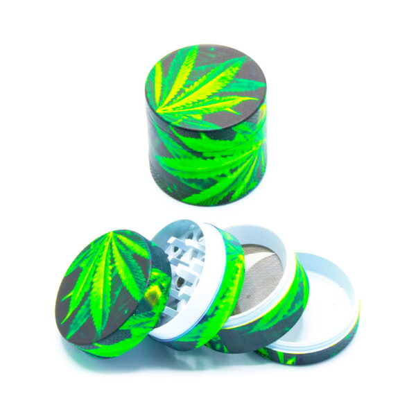 Glow in the Dark Metal Grinder - Green Leaf 2 - Design B